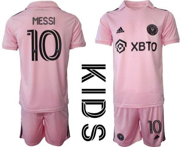 Inter Miami Lionel Messi #10 Thuis tenue Kids 2023-24 Korte Mouw (+ Korte broeken)