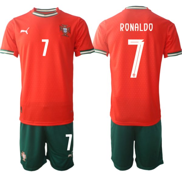 Goedkope Heren Portugal 2025/26 Thuis tenue Cristiano Ronaldo #7 met korte mouwen (+ Korte broeken) Kopen