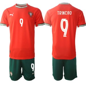 Goedkope Heren Portugal 2025/26 Thuis tenue Francisco Trincao #9 met korte mouwen (+ Korte broeken) Kopen