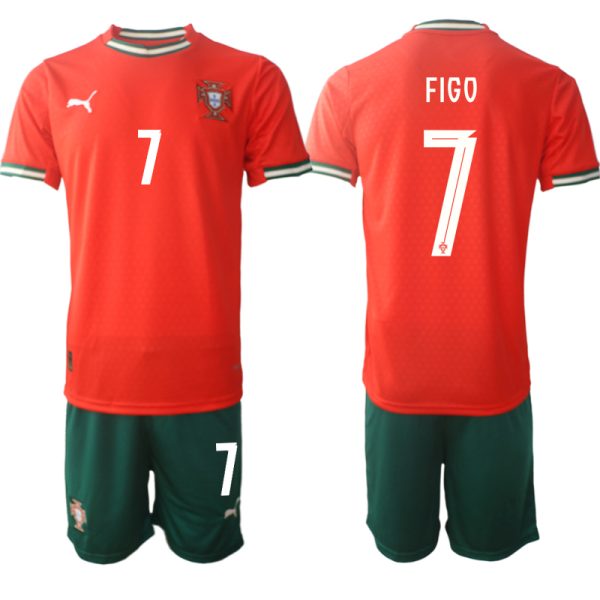 Goedkope Heren Portugal 2025/26 Thuis tenue Luis Figo #7 met korte mouwen (+ Korte broeken) Kopen