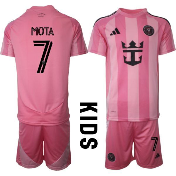 Goedkope Inter Miami CF 2025/26 Thuis tenue Jean Mota #7 met Korte Mouw Voetbaltenue voor Kinderen