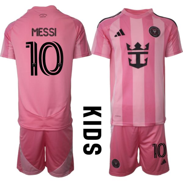 Goedkope Inter Miami CF 2025/26 Thuis tenue Lionel Messi #10 met Korte Mouw Voetbaltenue voor Kinderen