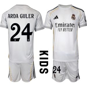 Goedkope Real Madrid 2025/26 Thuis tenue Arda Guler #24 met Korte Mouw Voetbaltenue voor Kinderen