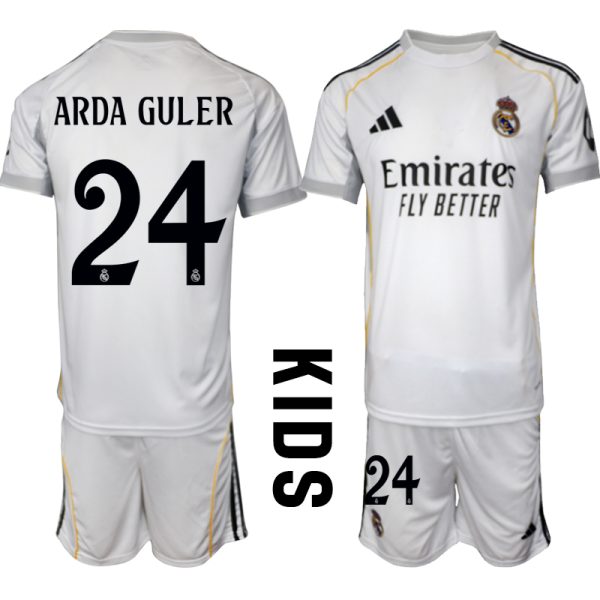 Goedkope Real Madrid 2025/26 Thuis tenue Arda Guler #24 met Korte Mouw Voetbaltenue voor Kinderen