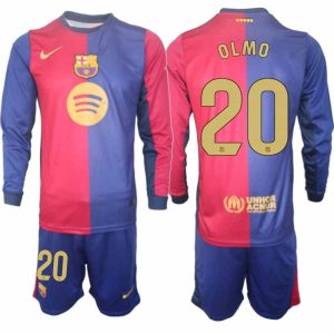 Koop FC Barcelona 2024/25 Heren Thuis tenue Dani Olmo #20 Lange Mouw Voetbaltenue
