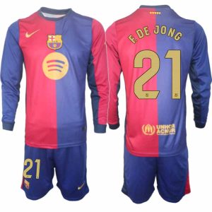 Koop FC Barcelona 2024/25 Heren Thuis tenue Frenkie de Jong #21 Lange Mouw Voetbaltenue