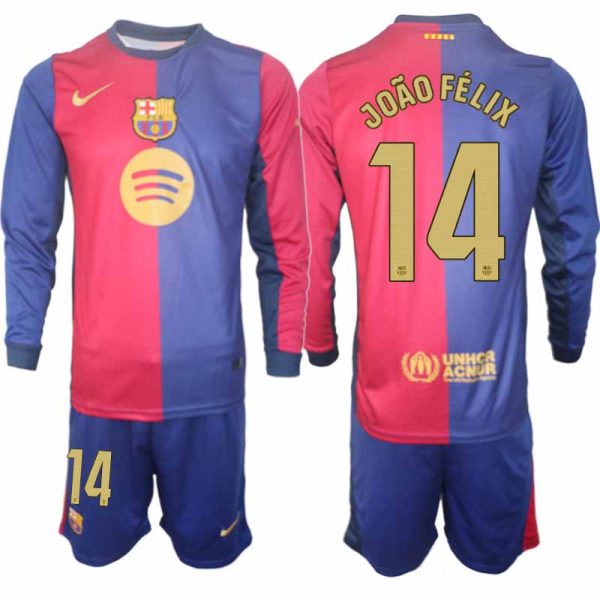 Koop FC Barcelona 2024/25 Heren Thuis tenue João Félix #14 Lange Mouw Voetbaltenue