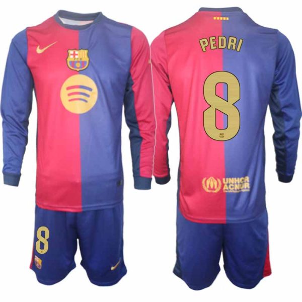 Koop FC Barcelona 2024/25 Heren Thuis tenue Pedri Gonzalez #8 Lange Mouw Voetbaltenue