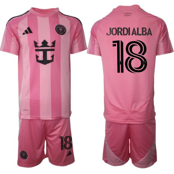 Koop Goedkope Inter Miami CF 2025/26 Thuis tenue Jordi Alba #18 met Korte Mouw Voetbaltenue voor Heren