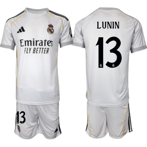 Koop Goedkope Real Madrid 2025/26 Thuis tenue Andriy Lunin #13 met Korte Mouw Voetbaltenue voor Heren