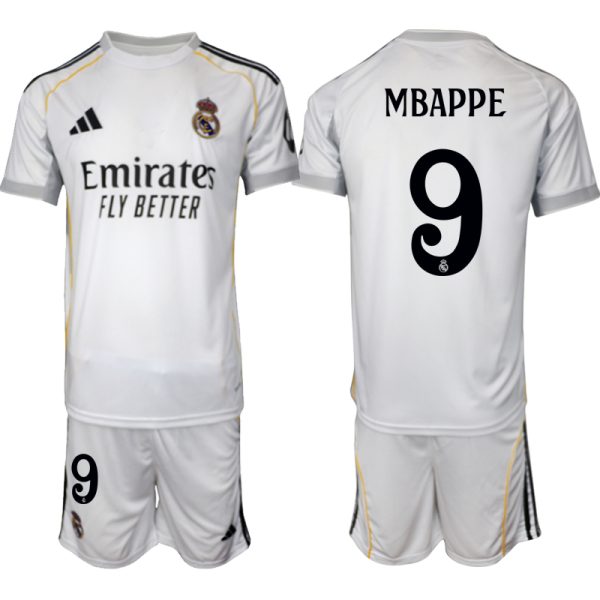 Koop Goedkope Real Madrid 2025/26 Thuis tenue Kylian Mbappé #9 met Korte Mouw Voetbaltenue voor Heren