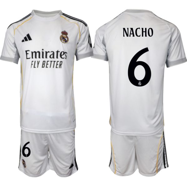 Koop Goedkope Real Madrid 2025/26 Thuis tenue Nacho #6 met Korte Mouw Voetbaltenue voor Heren