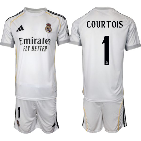 Koop Goedkope Real Madrid 2025/26 Thuis tenue Thibaut Courtois #1 met Korte Mouw Voetbaltenue voor Heren