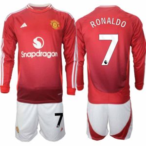 Koop Manchester United 2024/25 Heren Thuis tenue Cristiano Ronaldo #7 Lange Mouw Voetbaltenue