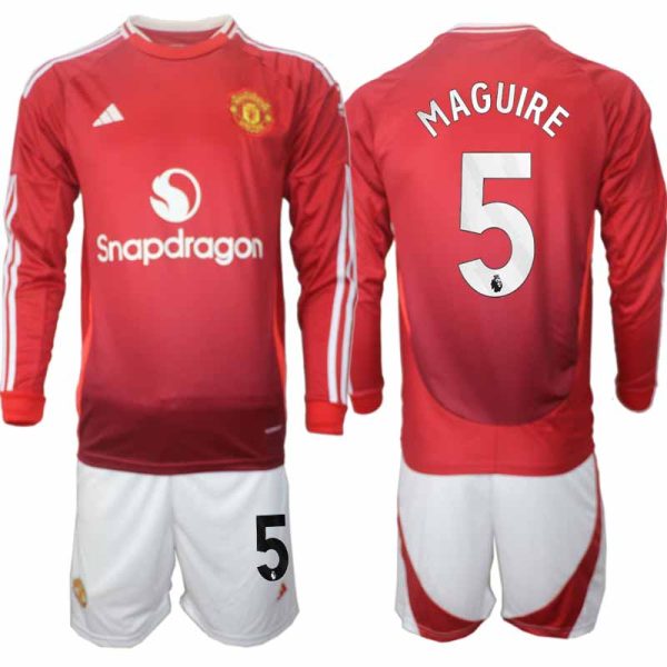 Koop Manchester United 2024/25 Heren Thuis tenue Harry Maguire #5 Lange Mouw Voetbaltenue
