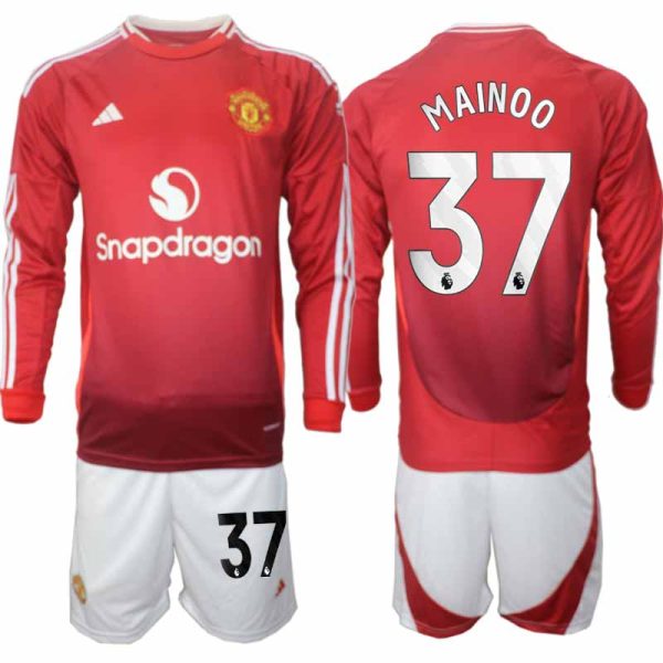 Koop Manchester United 2024/25 Heren Thuis tenue Kobbie Mainoo #37 Lange Mouw Voetbaltenue