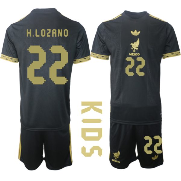 Koop Mexico 2025 Gold Cup tenue Hirving Lozano #22 met Korte Mouw Voetbaltenue voor Kinderen-1