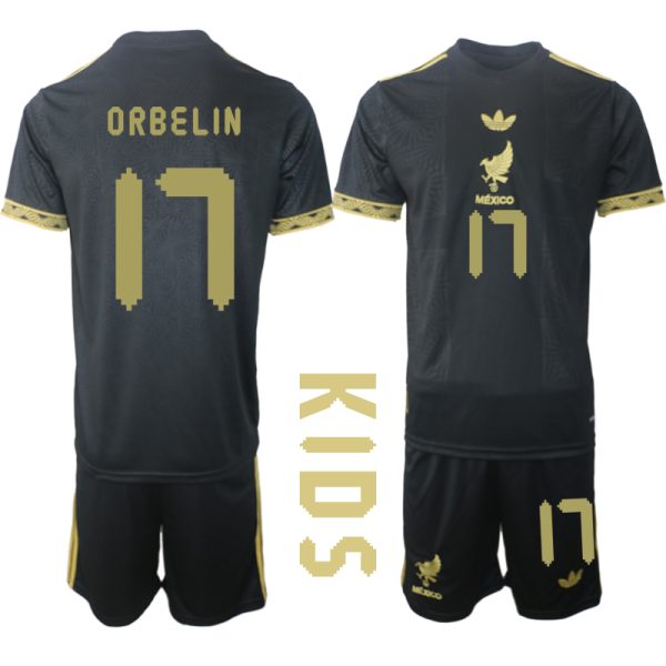 Koop Mexico 2025 Gold Cup tenue Orbelin Pineda #17 met Korte Mouw Voetbaltenue voor Kinderen
