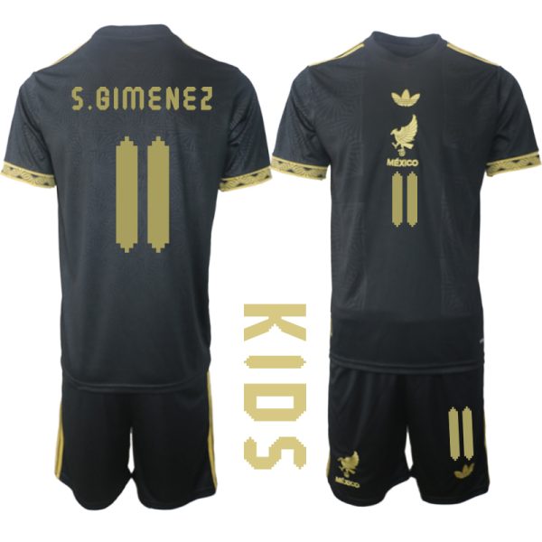 Koop Mexico 2025 Gold Cup tenue Santiago Gimenez #11 met Korte Mouw Voetbaltenue voor Kinderen