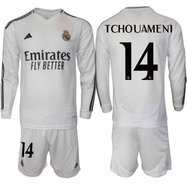Real Madrid 2024/25 Thuistenue voor Heren – Aurelien Tchouameni #14 – Lange Mouwen Voetbaltenue
