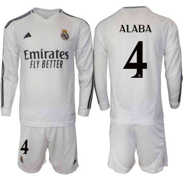 Real Madrid 2024/25 Thuistenue voor Heren – David Alaba #4 – Lange Mouwen Voetbaltenue