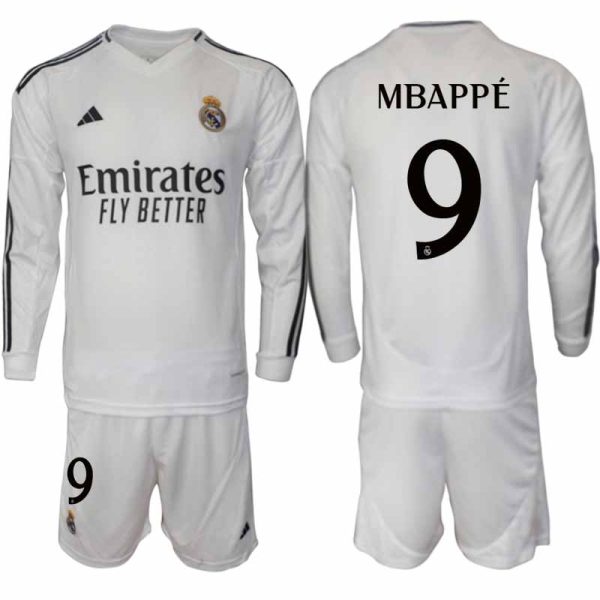 Real Madrid 2024/25 Thuistenue voor Heren – Kylian Mbappé #9 – Lange Mouwen Voetbaltenue