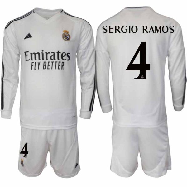 Real Madrid 2024/25 Thuistenue voor Heren – Sergio Ramos #4 – Lange Mouwen Voetbaltenue