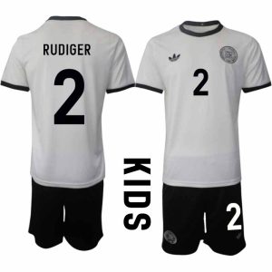 2025 Duitsland 125-jarig jubileumshirt Antonio Rüdiger #2 Kinder Voetbaltenue Korte Mouwen (+ Korte Broek)