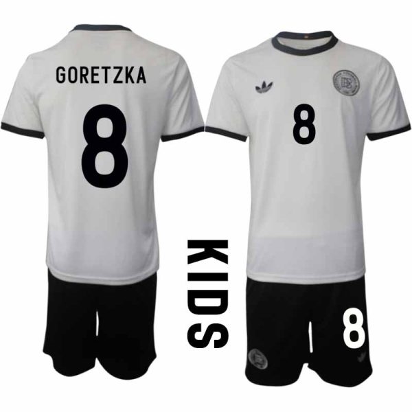 2025 Duitsland 125-jarig jubileumshirt Leon Goretzka #8 Kinder Voetbaltenue Korte Mouwen (+ Korte Broek)