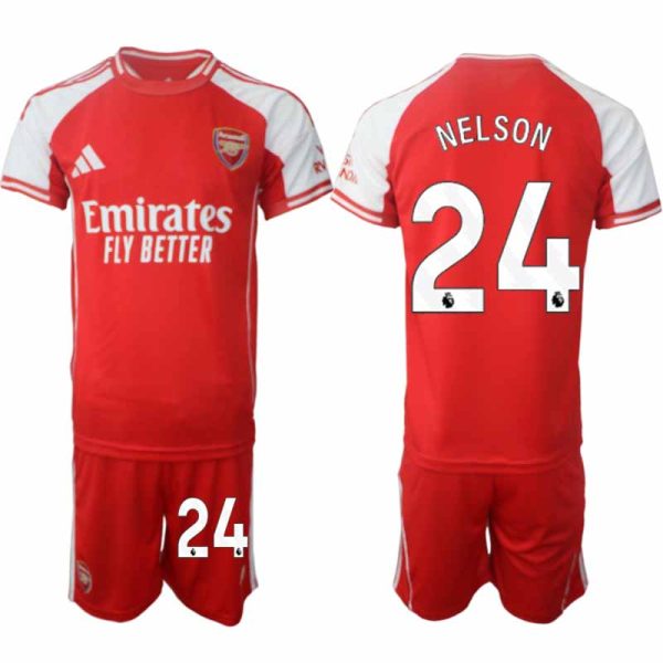 Arsenal Thuistenue 2025/26 Heren – Reiss Nelson #24 – Voetbalshirt met Korte Mouwen + Korte Broek