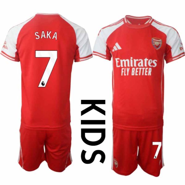 Arsenal Thuistenue 2025/26 Kinderen – Bukayo Saka #7 – Voetbalshirt met Korte Mouwen + Korte Broek