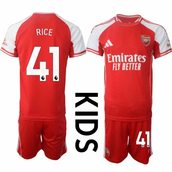 Arsenal Thuistenue 2025/26 Kinderen – Declan Rice #41 – Voetbalshirt met Korte Mouwen + Korte Broek
