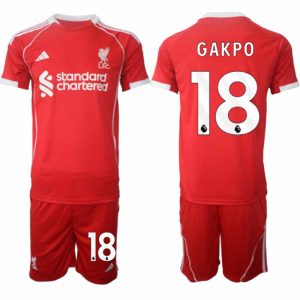 Liverpool Thuistenue 2025/26 voor Heren – Cody Gakpo #18 – Voetbaltenue Korte Mouwen (+ Korte Broek)