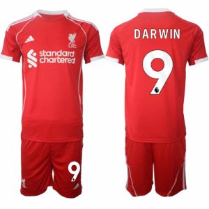 Liverpool Thuistenue 2025/26 voor Heren – Darwin Núñez #9 – Voetbaltenue Korte Mouwen (+ Korte Broek)