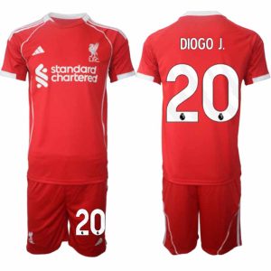 Liverpool Thuistenue 2025/26 voor Heren – Diogo Jota #20 – Voetbaltenue Korte Mouwen (+ Korte Broek)