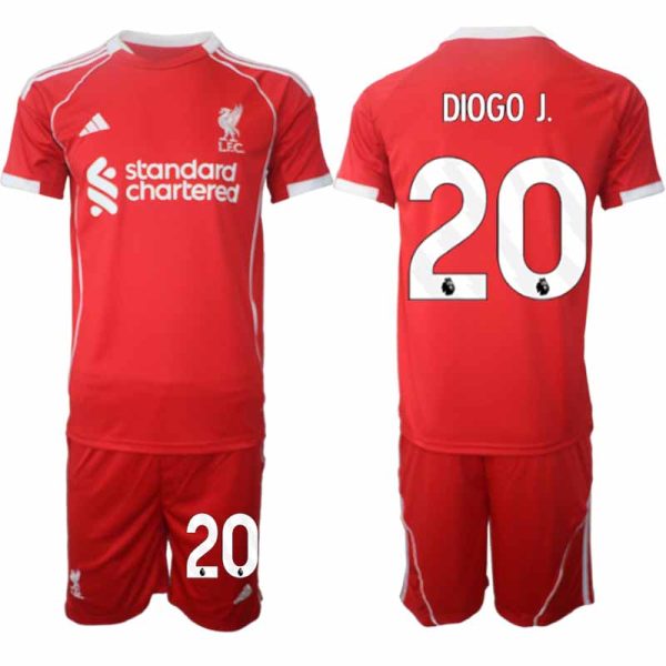 Liverpool Thuistenue 2025/26 voor Heren – Diogo Jota #20 – Voetbaltenue Korte Mouwen (+ Korte Broek)