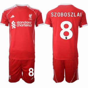 Liverpool Thuistenue 2025/26 voor Heren – Dominik Szoboszlai #8 – Voetbaltenue Korte Mouwen (+ Korte Broek)