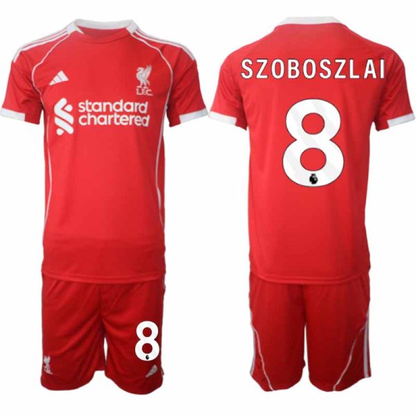 Liverpool Thuistenue 2025/26 voor Heren – Dominik Szoboszlai #8 – Voetbaltenue Korte Mouwen (+ Korte Broek)