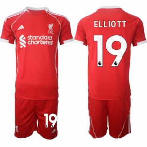 Liverpool Thuistenue 2025/26 voor Heren – Harvey Elliott #19 – Voetbaltenue Korte Mouwen (+ Korte Broek)