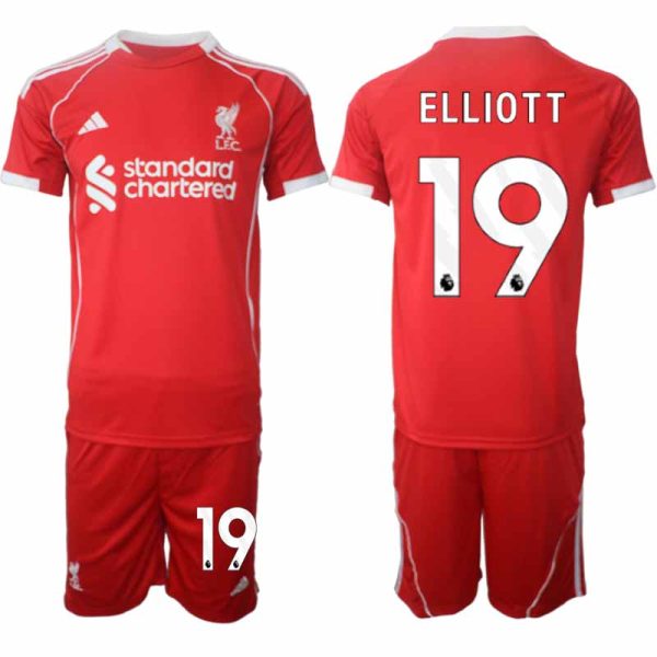 Liverpool Thuistenue 2025/26 voor Heren – Harvey Elliott #19 – Voetbaltenue Korte Mouwen (+ Korte Broek)