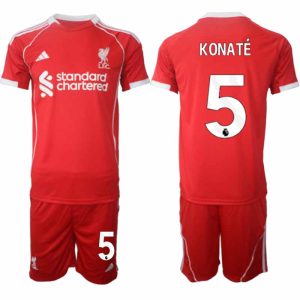 Liverpool Thuistenue 2025/26 voor Heren – Ibrahima Konaté #5 – Voetbaltenue Korte Mouwen (+ Korte Broek)