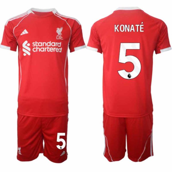 Liverpool Thuistenue 2025/26 voor Heren – Ibrahima Konaté #5 – Voetbaltenue Korte Mouwen (+ Korte Broek)