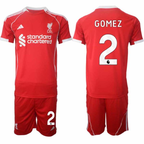 Liverpool Thuistenue 2025/26 voor Heren – Joe Gomez #2 – Voetbaltenue Korte Mouwen (+ Korte Broek)