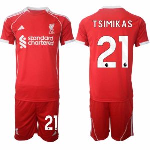 Liverpool Thuistenue 2025/26 voor Heren – Kostas Tsimikas #21 – Voetbaltenue Korte Mouwen (+ Korte Broek)