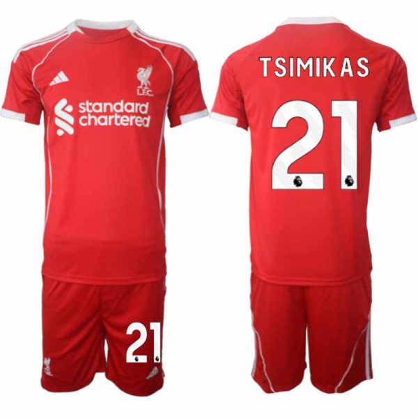 Liverpool Thuistenue 2025/26 voor Heren – Kostas Tsimikas #21 – Voetbaltenue Korte Mouwen (+ Korte Broek)