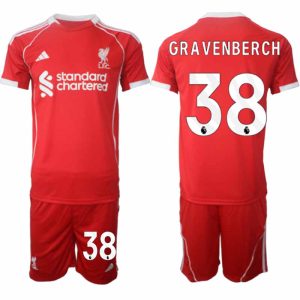 Liverpool Thuistenue 2025/26 voor Heren – Ryan Gravenberch #38 – Voetbaltenue Korte Mouwen (+ Korte Broek)