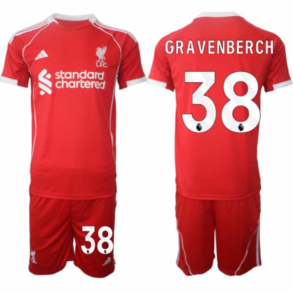Liverpool Thuistenue 2025/26 voor Heren – Ryan Gravenberch #38 – Voetbaltenue Korte Mouwen (+ Korte Broek)