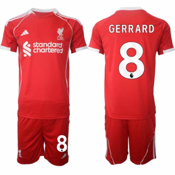 Liverpool Thuistenue 2025/26 voor Heren – Steven Gerrard #8 – Voetbaltenue Korte Mouwen (+ Korte Broek)