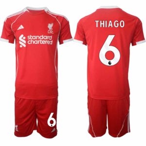 Liverpool Thuistenue 2025/26 voor Heren – Thiago Alcantara #6 – Voetbaltenue Korte Mouwen (+ Korte Broek)