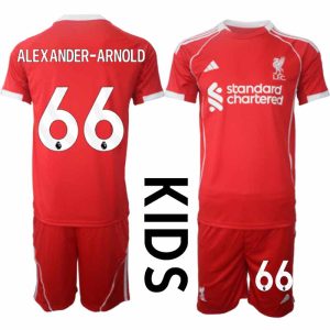 Liverpool Thuistenue 2025/26 voor Kinderen – Alexander-Arnold #66 – Voetbaltenue Korte Mouwen (+ Korte Broek)